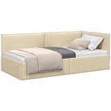 vidaXL Kotna postelja z vzglavjem krema 90 x 190 cm blago | Shoptok.si