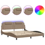 vidaXL Okvir kreveta LED boja cappuccina 180 x 200 cm od umjetne kože