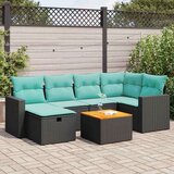 vidaXL Vrtna garnitura - 7-dijelni set vrtnih sofa od poliratana s jastucima crni - Crna sa spremištem 1 | shoptok.hr