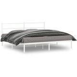 Maison Chic Kovinski Posteljni okvir - Dvoposteljna postelja - Zakonska postelja z vzglavjem bel 193x203 cm, (21693466) | Shoptok.si
