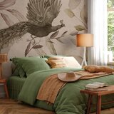  Foto tapeta - Bird among the leaves - floral motif with a flying peacock in cool tones 98x70 Samoljepljiva | shoptok.hr