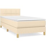  Box spring postelja z vzmetnico krem 80x200 cm blago, (20893762) | Shoptok.si