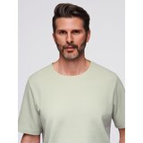 Ombre Men's waffle-textured T-shirt with round neckline - pistachio | Shoptok.si