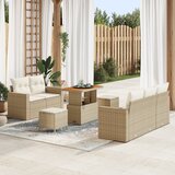 vidaXL 8 Dijelni Vrtni Sofas Set s Jastučićima Bež Poli Ratan Akacija | shoptok.hr