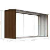 vidaXL Vrtna ostava za drva od pocinčanog čelika 330x92x153 cm smeđa | shoptok.hr
