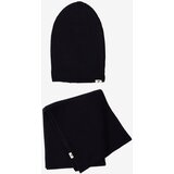 AC&Co / Altınyıldız Classics Men's Black Windproof Warm Knitwear Scarf-Beanie Set Cene