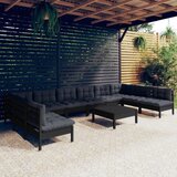 The Living Store Vrtna sedežna garnitura 11-delna z blazinami črna borovina - Vrtna Sedežna Garnitura, (21476753) | Shoptok.si