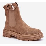 Boto Leather Ankle Boots with Massive Sole Beige Ozaro | ePonuda.com