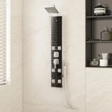 vidaXL Panelna enota za tuš steklo 18x45,5x130 cm črna | Shoptok.si