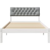  Okvir kreveta s uzglavljem Bijela i svijetlosiva 100 x 200 cm | shoptok.hr