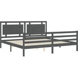  Okvir za krevet s uzglavljem sivi 200 x 200 cm od masivnog drva | shoptok.hr