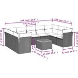  Vrtna garnitura - 10-dijelni set vrtnih sofa od poliratana s jastucima crni - Crna 1 | shoptok.hr