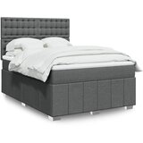 vidaXL Box spring postelja z vzmetnico temno siva 160x200 cm blago | Shoptok.si