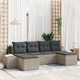 vidaXL 6-delni set vrtnega kavča z blazinami svetlo siva poli ratan | Shoptok.si