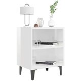  Noćni ormarić s metalnim nogama visoki sjaj bijeli 40x30x50 cm | shoptok.hr