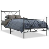 vidaXL Kovinski posteljni okvir z vzglavjem in vznožjem črn 90x200 cm | Shoptok.si