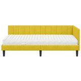 vidaXL Kutni okvir kreveta s madracem Žuta 90 x 190 cm Baršun | shoptok.hr
