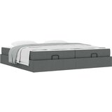  Konstrukcija postelje Temno siva 200 x 200 cm blago | Shoptok.si