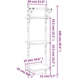  Zidne police 3 razine s prečkama 2 kom crne 30x25x100 cm | shoptok.hr