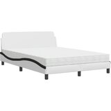  The Living Store Postelja z vzmetnico bela in črna 140x190 cm umetno usnje - Postelja, (21496949) | Shoptok.si