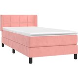 Box spring postelja z vzmetnico roza 100x200 cm žamet, (20897344) | Shoptok.si