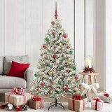 vidaXL Umestno božično drevo Zelena in Bela 180 cm PVC in kovina | Shoptok.si