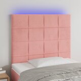 vidaXL LED posteljno vzglavje roza 80x5x118/128 cm žamet Cene