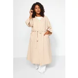 Trendyol Curve Stone Belted Woven Waffle Dressing Gown
