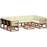  Set vanjskih sofa 10 pcs Prirodna i krem Čvrsto drvo akacije | shoptok.hr