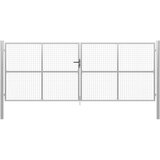 vidaXL vrtna vrata od pocinčanog čelika 415 x 200 cm srebrna | shoptok.hr