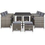 Poli 11-dijelni vrtni blagovaonski set od poliratana sivi | shoptok.hr
