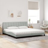  Krevet s madracem Hanko svjetlosivi 200x200 cm baršunasti | shoptok.hr