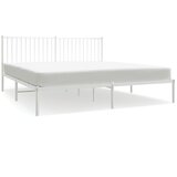 Maison Chic Kovinski Posteljni okvir - Dvoposteljna postelja - Zakonska postelja z vzglavjem bel 183x213 cm, (21693332) | Shoptok.si