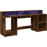 vidaXL Radni stol s LED svjetlima boja hrasta 200x55x91 cm drveni | shoptok.hr