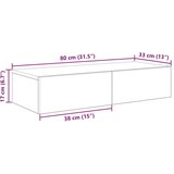 vidaXL Stenska polica s predali starinski les 80x33x17 cm inž. les | Shoptok.si