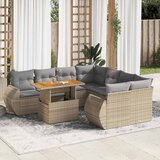 Maison Chic Seti vrtnega pohištva - Vrtna garnitura 9-delna z blazinami bež poli ratan, (21795804) | Shoptok.si