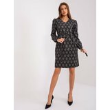 Fashion Hunters Black and gray women's dress with long sleeves Cene