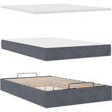 vidaXL Otomanski posteljni okvir z vzmetnicami siv 120x200cm žamet | Shoptok.si