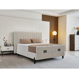 Hom`in POSTELJA Z VZMETNICO 180 cm x 200 cm , kovina, tekstil, leseni material bež | Shoptok.si