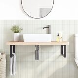  Zidna polica za umivaonik od čelika i masivne bukovine Smeđa 100 x 50 x 4 cm | shoptok.hr