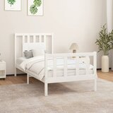 vidaXL Posteljni okvir z vzglavjem bel trdna borovina 90x200 cm Cene
