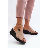 Kesi Beige Vleni women's wedge slippers cene