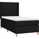 vidaXL Box spring postelja z vzmetnico LED črna 90x190 cm blago | Shoptok.si