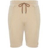 Trendyol Beige Striped Regular/Regular Fit Shorts Cene
