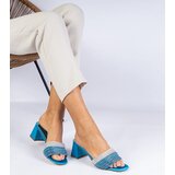 Gemre Blue elegant block heels with rhinestones Maritto | shoptok.hr