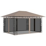  Sjenica s mrežom i LED svjetlima 4 x 3 x 2,73 m smeđe-siva | shoptok.hr