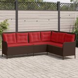  Vrtna sofa kutna s jastucima smeđa poli ratan | shoptok.hr