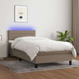  Krevet box spring s madracem LED smeđesivi 80 x 200 cm tkanina Cijene