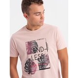 Edoti Men's printed T-shirt - pale pink | shoptok.hr