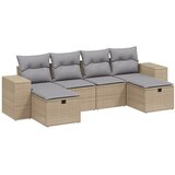  6-dijelni set vrtnih sofa s jastucima bež od poliratana 83 x 62 x 69 cm | shoptok.hr